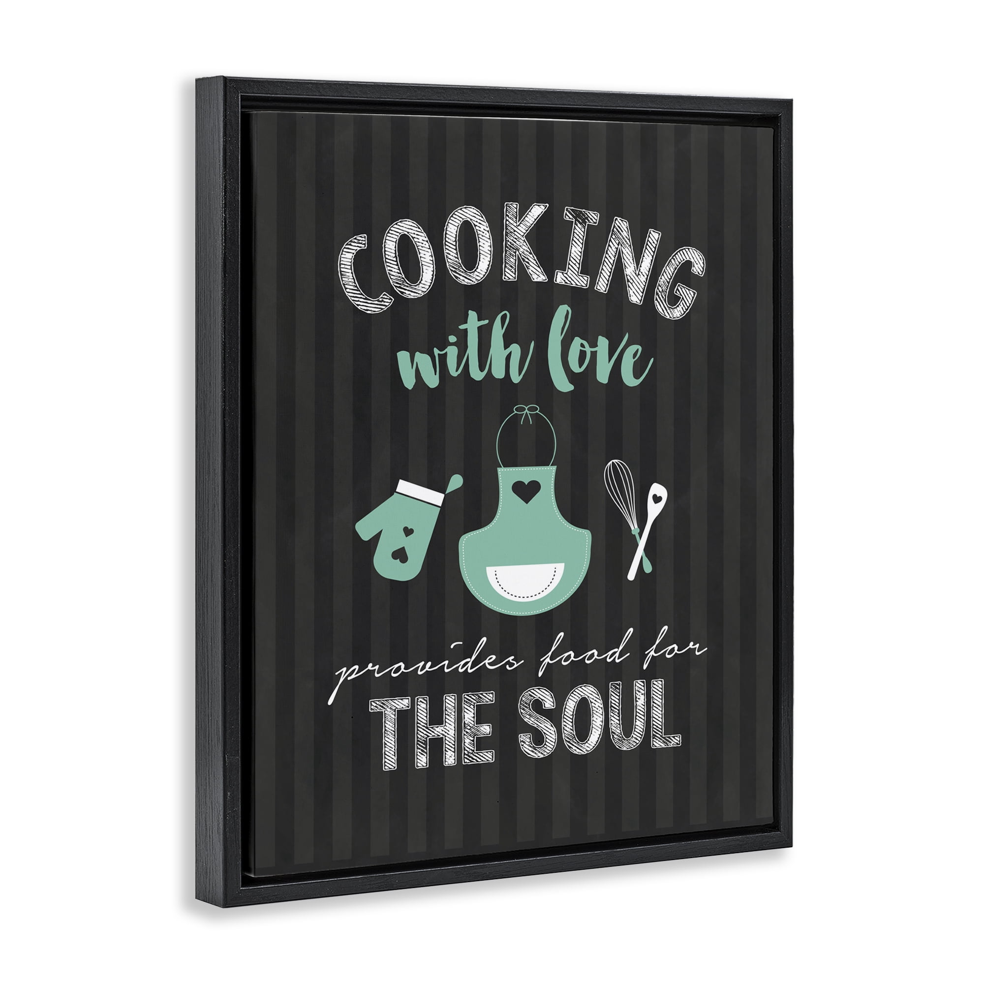 Food For Soul Black & Green Black Framed Floater Canvas Wall Art, design by Lettered and Lined