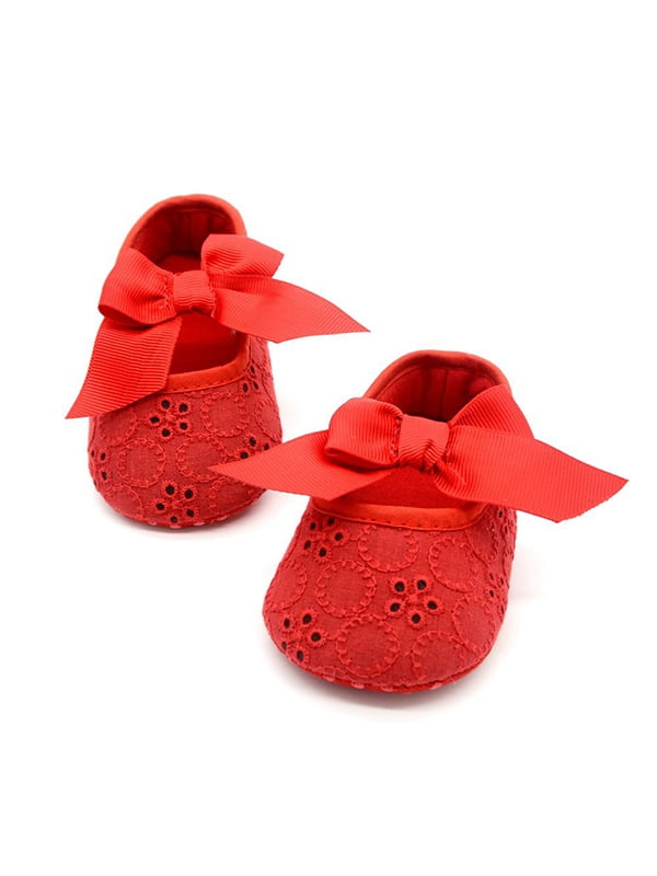 Newborn Baby Girl Kids Red Crib Chaussures Semelle Souple Sneakers Prewalker Antidérapante 