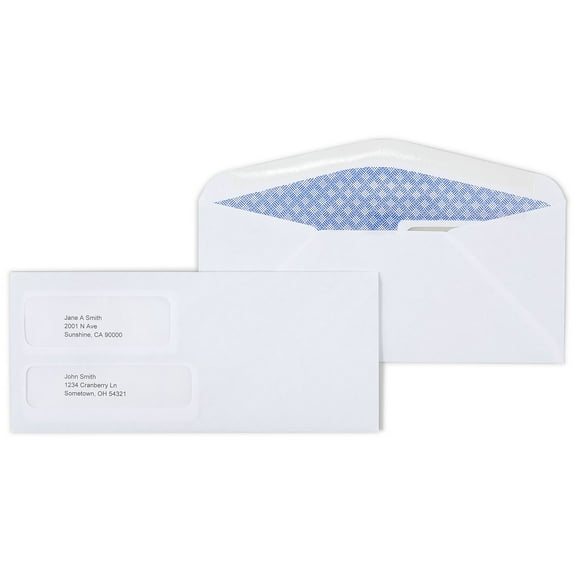 Staples Standard Invoice Dbl Window Security-Tint Gummed #9 Envelopes 500/BX 266759