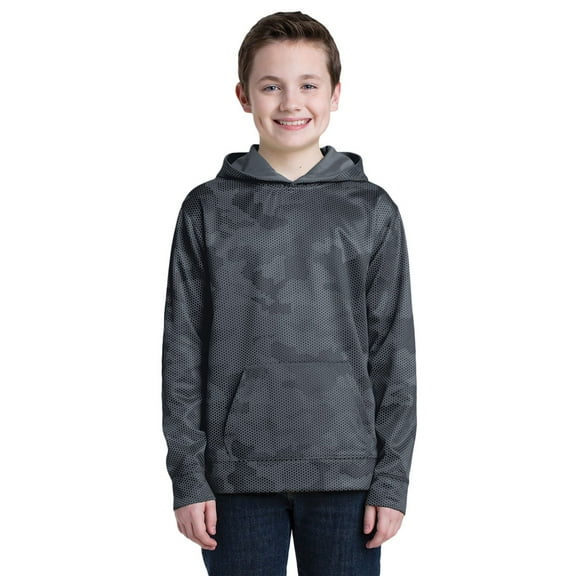 Sport-Tek YST240 Youth Sport-Wick CamoHex Fleece Hooded Pullover