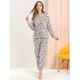 thumbnail image 2 of Pijama De Franela Lindo Impreso Manga Larga Top Y Pantalones Para Dormir Ropa De Dormir Suave Conjuntos Invierno Para Mujeres Leopardo S Unique Bargains Pijama, 2 of 6
