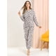thumbnail image 2 of Pijama De Franela Lindo Impreso Manga Larga Top Y Pantalones Para Dormir Ropa De Dormir Suave Conjuntos Invierno Para Mujeres Leopardo S Unique Bargains Pijama, 2 of 6