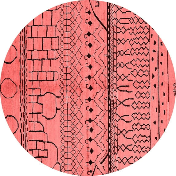 Ahgly Company Indoor Round Oriental Red Industrial Area Rugs, 5' Round