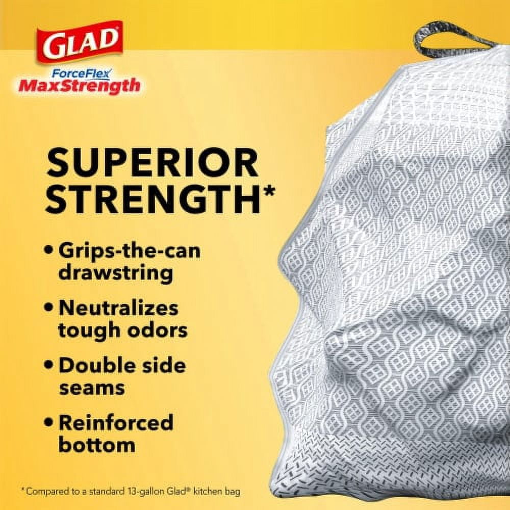 Glad ForceFlex MaxStrength Odor Shield Tall Kitchen Drawstring Trash Bags