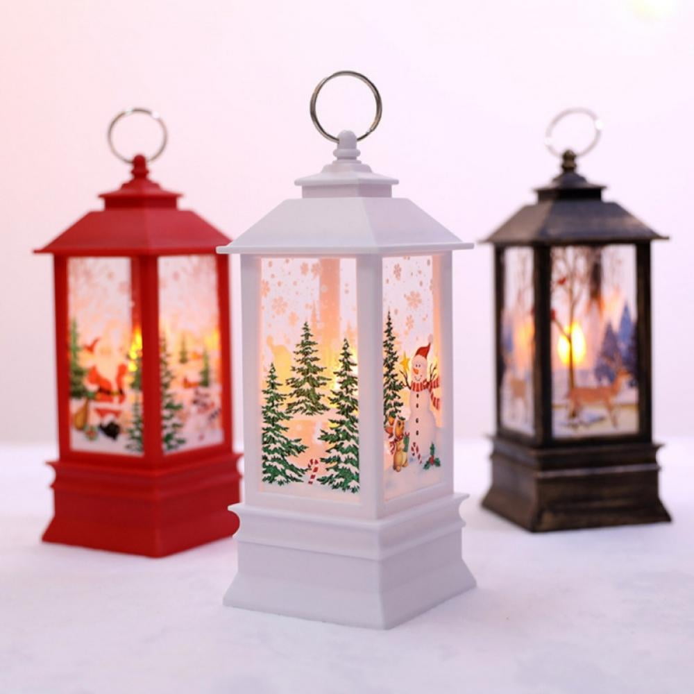 Manfiter Christmas Snow Globe Lantern, Battery Operated Lighted