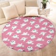 thumbnail image 4 of Pink Halloween Ghosts Round Blanket,Comfortable Soft Flannel Throw Blanket,All Season,Warm Lightweight Blankets for Sofa Bed Couch Living Room Chair 47"x47", 4 of 5