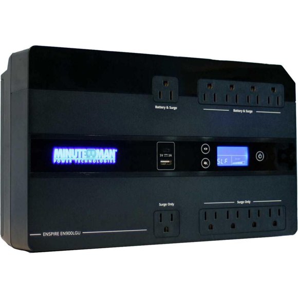 Onduleur Minuteman Enspire-G 900VA /500W avec écran LCD, ports USB-A & USB-C, 10 prises, montage mural, batterie remplaçable à chaud sans outil