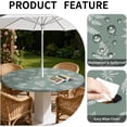 thumbnail image 5 of Round Outdoor Tablecloth with Zipper and Umbrella Hole, Fitted Table Cloth with Elastic, Oil Waterproof Tablecover for Patio Picnic Camping Garden Fits 49"-52" Round Table, Leaf, 5 of 7