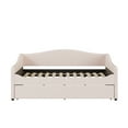 thumbnail image 4 of Harper & Bright Designs Full Size Daybed with Trundle, Teddy Fleece Full Upholstered Daybed Frame with Light, USB Ports and Sockets, Beige, 4 of 14