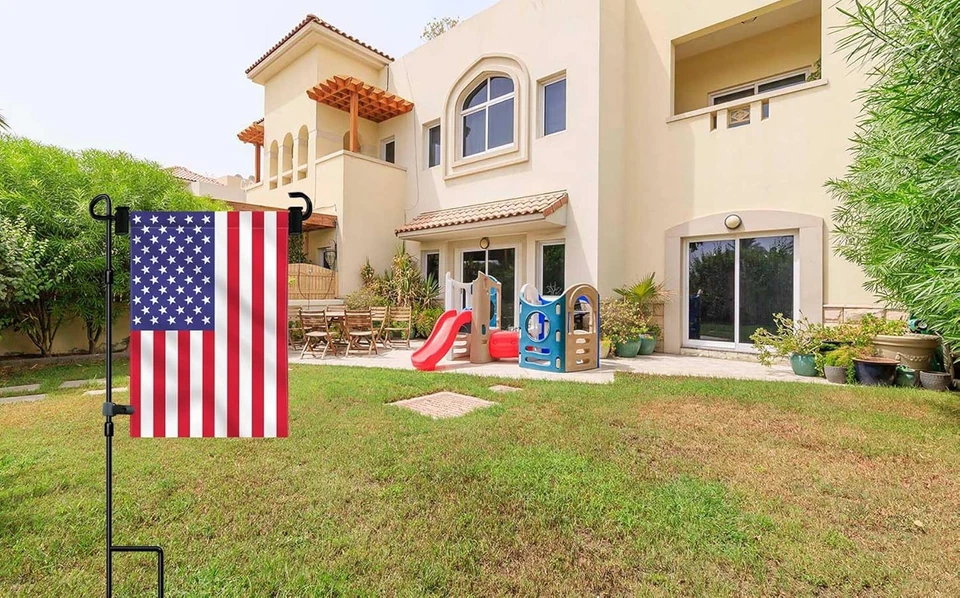 PURELY- Garden Flag Stand Holder With Anti Wind Clip And Stoppers For 14 Inch Flags