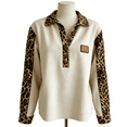 thumbnail image 5 of WTXUE Patchwork Denim Sweatshirts Tops Plaid Long Sleeve Shirts Button Down Pullover Sweatshirt with Denim Collar and Cuffs Collar Top Loose Blouses Denim Collared Sweatshirt Basic Tops Beige S, 5 of 5