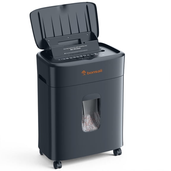 Bonsaii 100-Sheet Auto Feed Micro-Cut Paper Shredder, P-4 High Security Heavy Duty Shredder with 4.2-Gallon Pull-Out Bin,Black