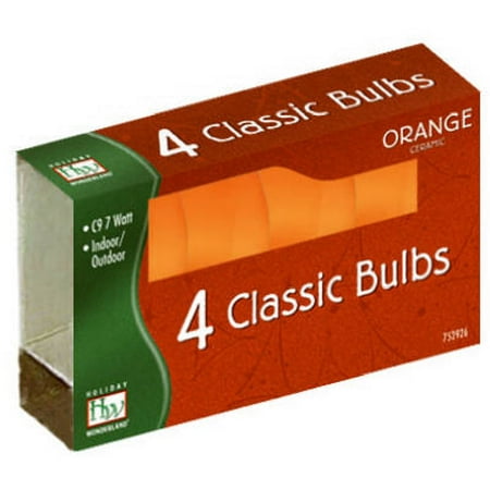 C9 Replacement Christmas Light Bulbs Christmas Lights Replacement Bulb, C9, Orange Ceramic, 4 PK., Noma, 1094O-88 ()