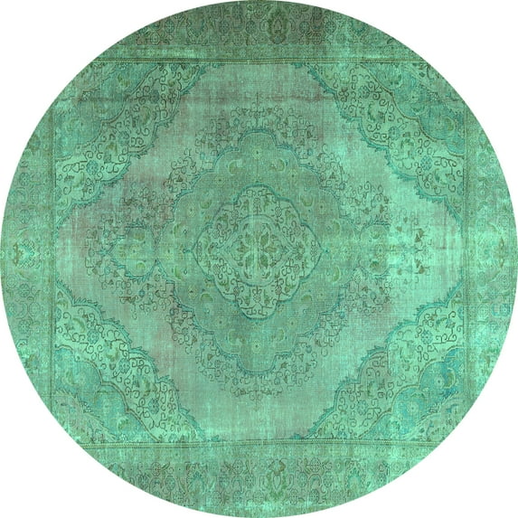 Ahgly Company Indoor Round Persian Turquoise Blue Traditional Area Rugs, 7' Round