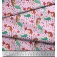 thumbnail image 3 of Soimoi Cotton Jersey Fabric Mermaid & Starfish Ocean Printed Craft Fabric by The Yard 58 Inch Wide, 3 of 3