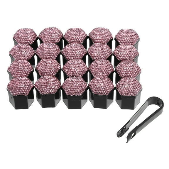 20pcs Wheel Lug Nut Cap Covers 21mm Bling Faux Crystal Wheel Bolt Cap Cover Universal Wheel Lug Nut Cap Covers Pink