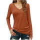 thumbnail image 2 of Xuyuer Women's V-Neck Long Sleeve Slim Drape Hem Solid Color Casual Blouse, Flowy T-Shirt Top for Business Casual, Dinner Dates and Elegant Daily Fashion, 2 of 5