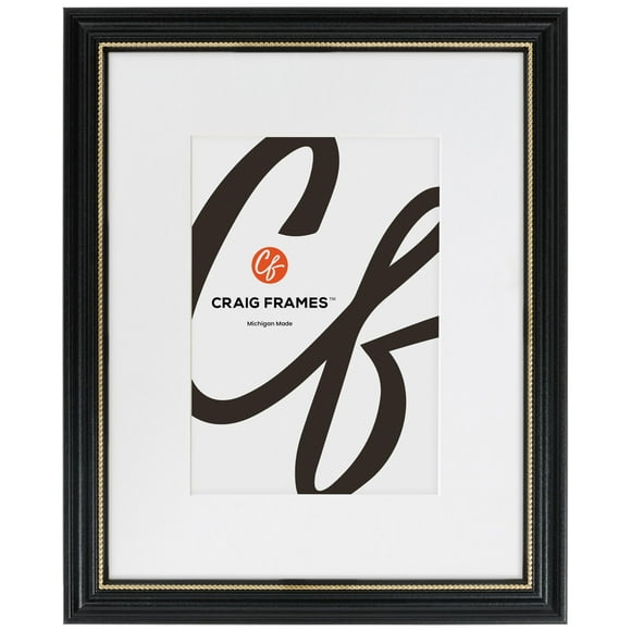 Craig Frames 314BG, 14x20 Picture Frame Matted for an 11x17 Photo, Ornate Black and Gold