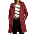 thumbnail image 3 of Zynoxe Women's Waterproof Windbreaker Jackets Relaxed Mid-Length Long Sleeve Casual Jackets Fashion Zip Up Hooded Jacket for Women Lightweight Solid Color Outdoor Hiking Trench Coat with Pockets XL, 3 of 10