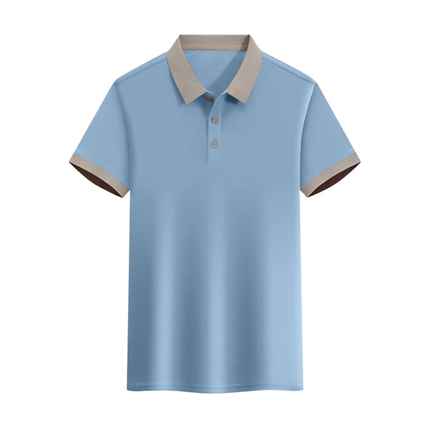 pstuiky Camisas casuales de manga corta para hombre, Camisa informal de verano con solapa y botones de color liso para hombre camisetas de hombre l