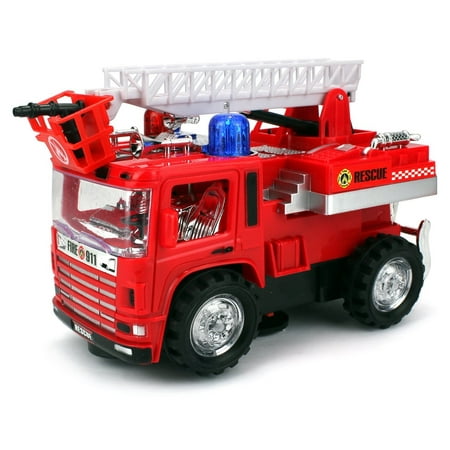 Old Time Fire Truck - VT Mini Pumper Fire Rescue Battery Operated Bump and Go Toy Truck w/ Flashing Lights, Sounds