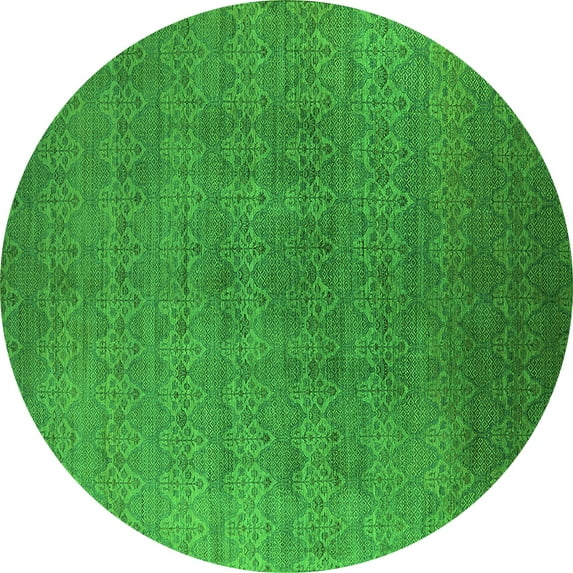 Ahgly Company Indoor Round Oriental Green Industrial Area Rugs, 7' Round