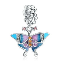 925 Sterling Silver Charm Women Bracelets Necklace Women Retro Butterfly Vintage Color Dangle Charm Necklace Girl Gifts