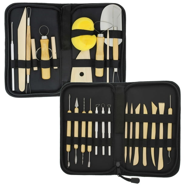 US Art Supply 26Piece Pottery & Clay Sculpting Tool Sets with Cases