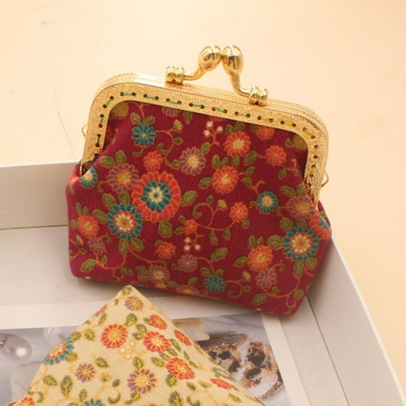 Monedero pequeño Salvador clásico con hebilla Floral Rojo