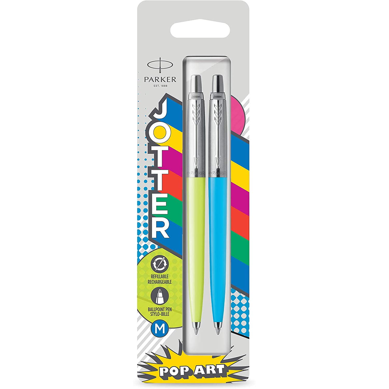 Parker Jotter Originals 60s Pop Art Lime, Sky Blue and Hot Pink Ballpo