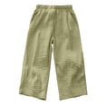 thumbnail image 4 of Trendfront Girls Casual Pants Summer Thin Lightweight Double Layer Gauze Home Wear Slacks Solid Color Soft Breathable Loose Fit Kids Long Trousers, 4 of 6
