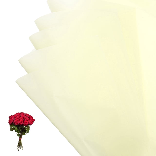 Papel de regalo para flores Uxcell, papel de ramo impermeable de color sólido beige, 20 hojas
