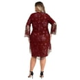 thumbnail image 2 of vastwit Mother of The Bride Dress for Wedding Plus Size Knee Length Tube Dress with Lace Cover Up Burgundy 4XL, 2 of 7