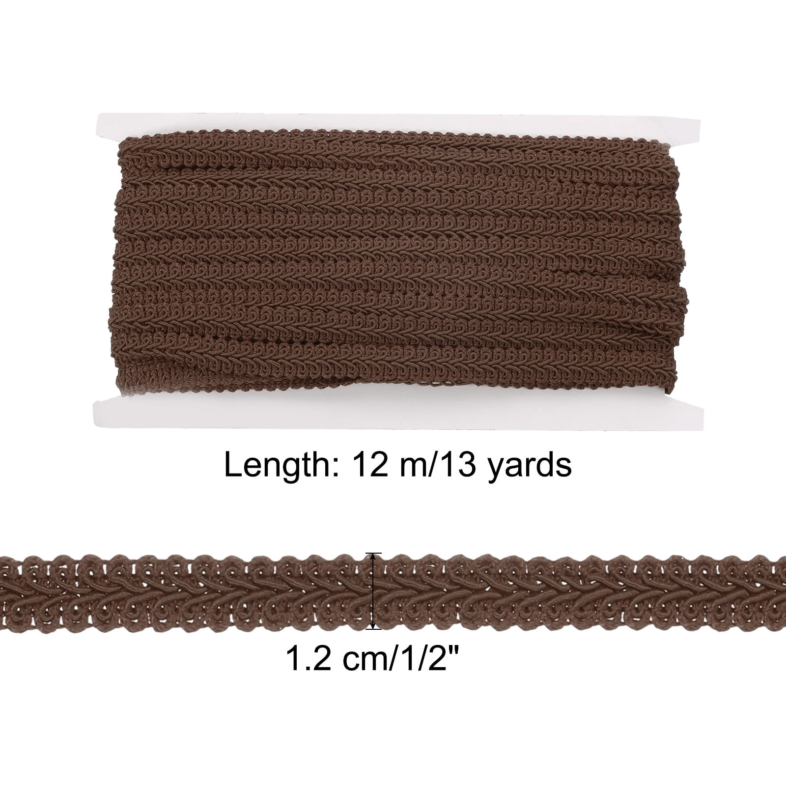Unique Bargains Gimp Braid Trim Woven Fabric Ribbon Brown