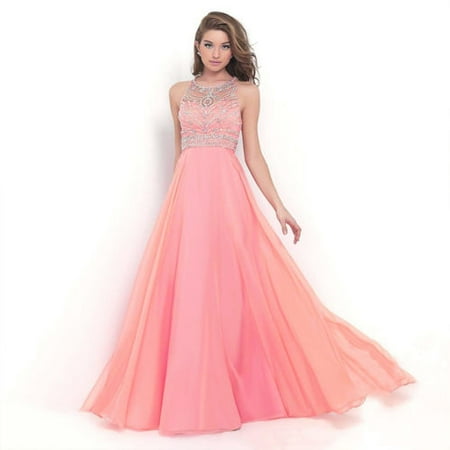 Plus Size Junior Prom Dresses Womens Ballgown Long Dress Chiffon Evening Party Formal Bridesmaid Prom Ball Gowns Dress Sleeveless ()