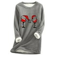 thumbnail image 1 of Offres de Liquidation! Aqestyerly Hauts de Noël pour Femmes Liquidation Mode Féminine Impression de Noël Manches Régulières Hiver Ample Vacances Décontracté Col Rond Chemise Hauts, 1 of 2