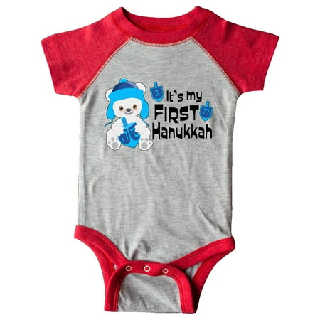 

Inktastic It s My 1st Hanukkah Cute Bear with Dreidel Gift Baby Boy or Baby Girl Bodysuit