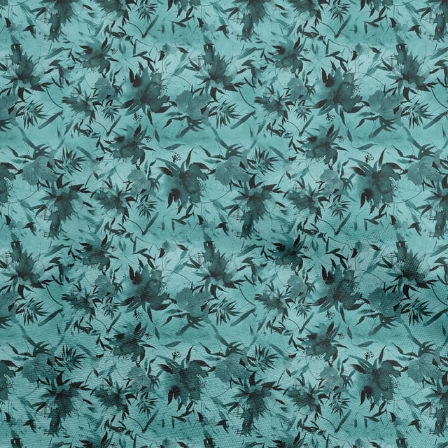 oneOone Rayon Turquoise Blue Fabric Abstract Floral Sewing Craft Projects Fabric Prints By Yard 56 Inch Wide