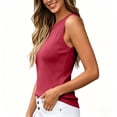 thumbnail image 4 of Dwellite Sleeveless Sweater Tops for Women Summer Dressy Crew Neck Knit Tank Tops Spring Business Casual Work Shirts Blouses Red 2XL, 4 of 4