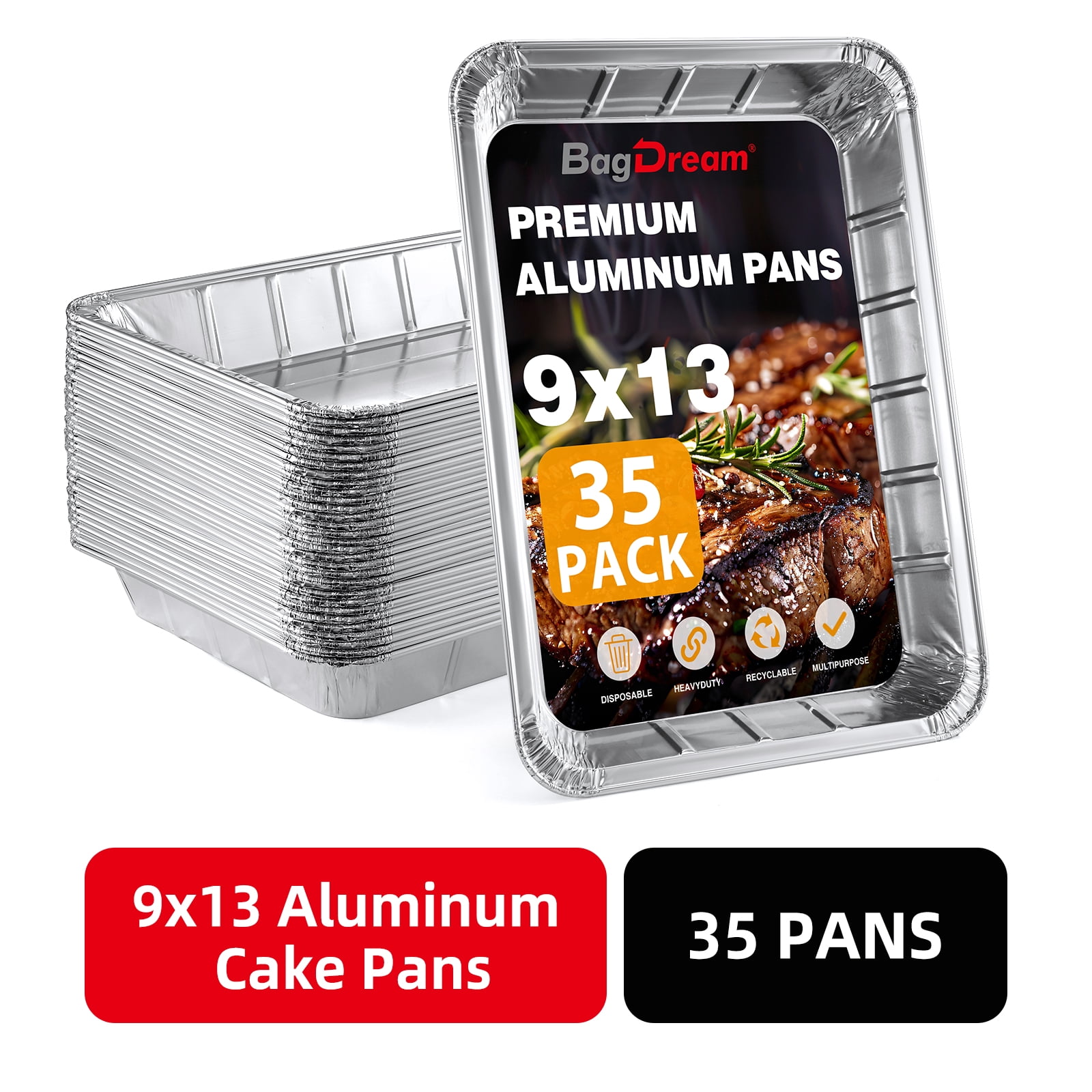 Katbite, Aluminum Foil Pans, 9x13, 30 Pack, Silver - Walmart.com