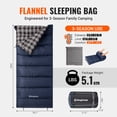 thumbnail image 3 of KingCamp Cotton Flannel Sleeping Bag XL Lightweight Envelope Design Sleeping Bag for Adults, Ideal for Camping & Backpacking, 5.07LBS, Navy Blue - Right Zip, 3 of 10