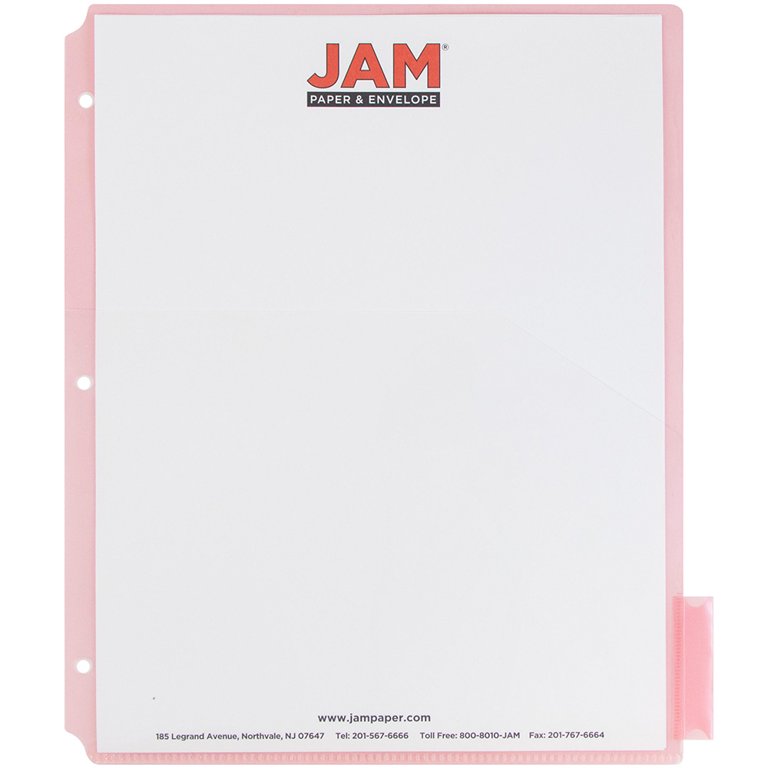 JAM Paper & Envelope Plastic Index 5, Tab Dividers with Pockets, 1