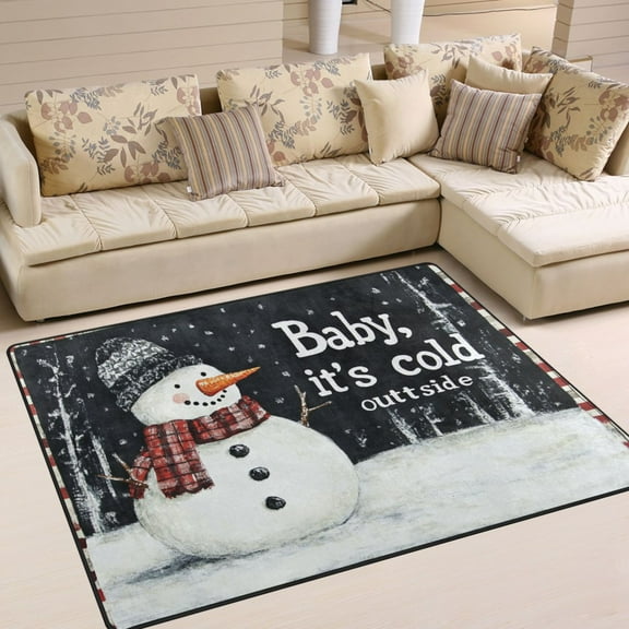 BZSMCE Vintage Area Rugs Snowman with The Words Creative Area For Home