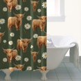 thumbnail image 4 of Green Highland Cow Daisy Pattern Shower Curtain 36"x72" ,Bathroom Decorative Shower Curtains Set with 12 Hooks,Modern Waterproof Washable Shower Curtain, 4 of 6