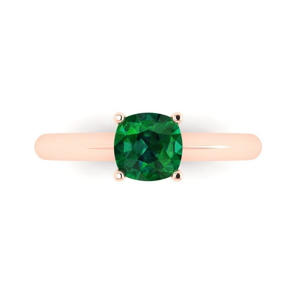 Solitaire Engagement Ring for Women - 1ct Simulated Emerald in 18K Rose Gold Promise Ring