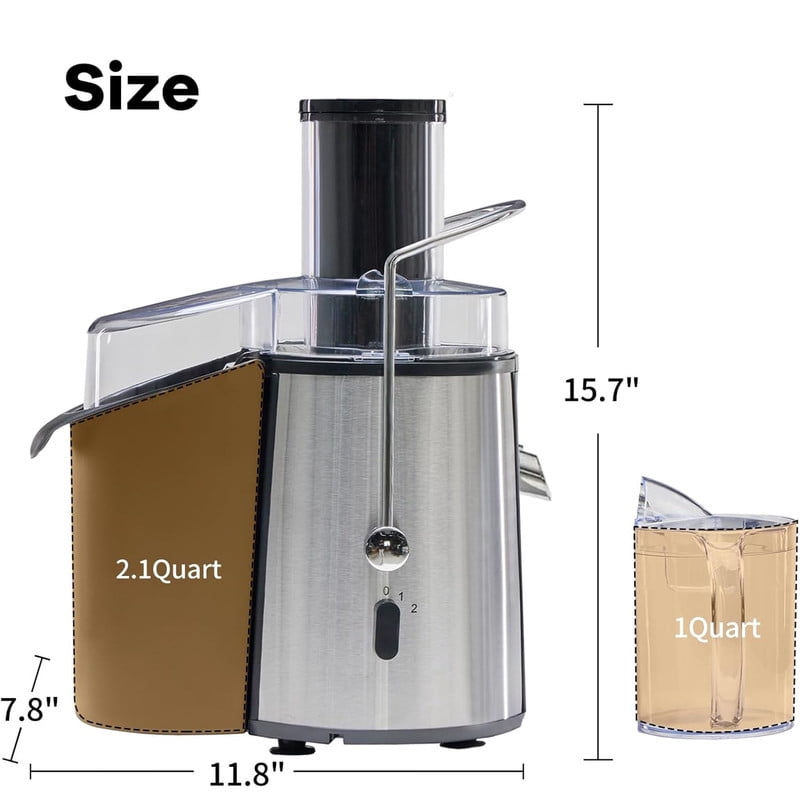 Sybels 480W High-Speed Centrifugal Juicer, 2.6" Wide Chute for Whole Fruits, 15000 RPM Maximum, BPA-Free, Easy to Clean, Black