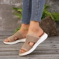 thumbnail image 5 of Xfvqtps Wedge Sandals for Women Slide Knit Mesh Hollow out Cutout Breathable Soft Sole Non Slip Comfortable Walking Beach Summer Slippers Khaki, 5 of 9