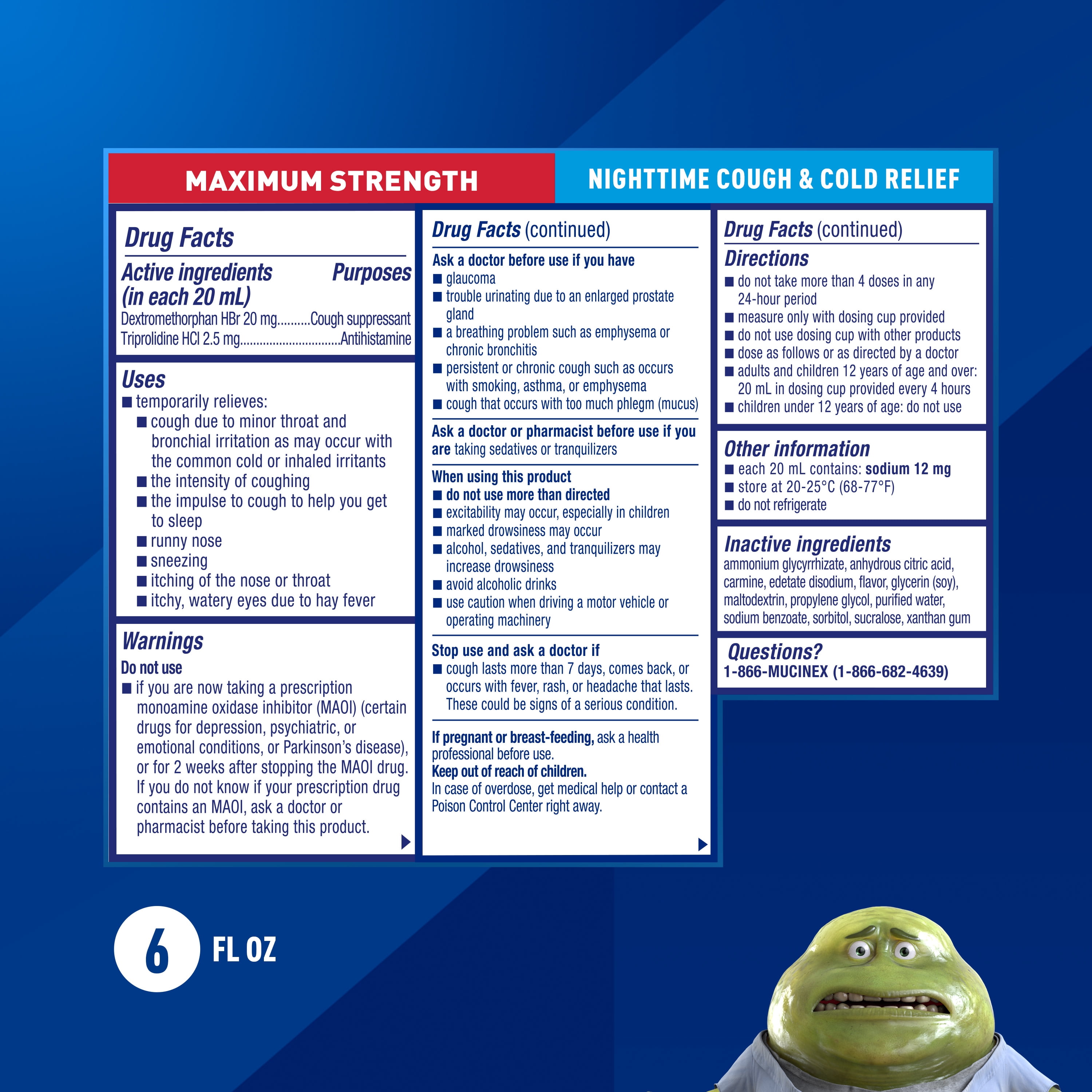 Mucinex Fast Max DM Max Nighttime Cough Liquid 6 fl oz