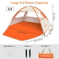thumbnail image 5 of Gorich Beach Tent for 3/4/6/8 Person, UPF 50+ UV Protection, Portable Sun Shelter, Easy Setup Sun Shade Beach Canopy with Carry Bag, 5 of 8