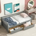thumbnail image 2 of EUROCO Twin Wood Daybed, Sofa Bed with Two Drawers for Bedroom & Living Room, Gray, 2 of 11